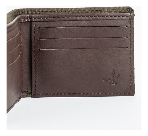 Billetera Cuero Natural Brooksfield Bordada Cc1055 Color Verde Musgo