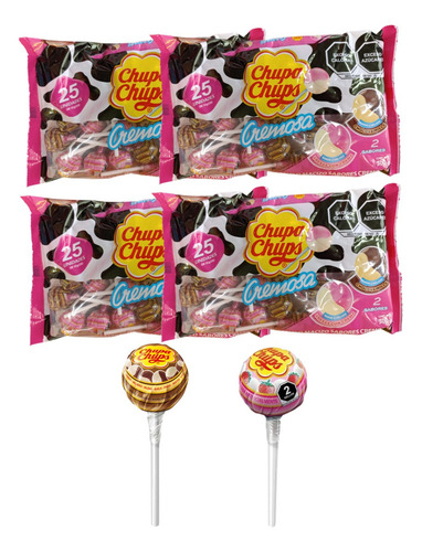 Chupa Chups 75pz Paleta Helado Fresas Crema Choco Vainilla