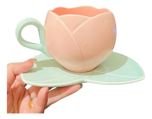 Taza Tulipán Niña Rosa, Taza Y Platillo Taza De Té