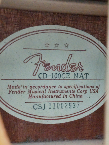 Guitarra Electroacustica Fender Cd-100ce Nat Marrón Claro Diestro (Usado)