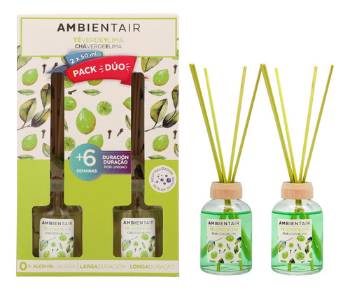 Pack Duo Difusor De Varillas Aromatico 50ml Ambientair Frutos Rojos