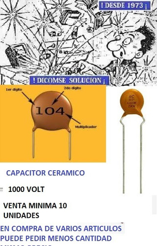 Capacitor Ceramico  1000pf 0.001ufx 1000v Z5ux 25 Unid