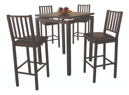 Comedor Desayunador 5 Pzs 80 X 80 Melamina Chocolate Newark