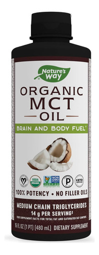 Nature's Way Aceite Mct 100% Puro De Coco, Orgánico, Energía, Perder Peso