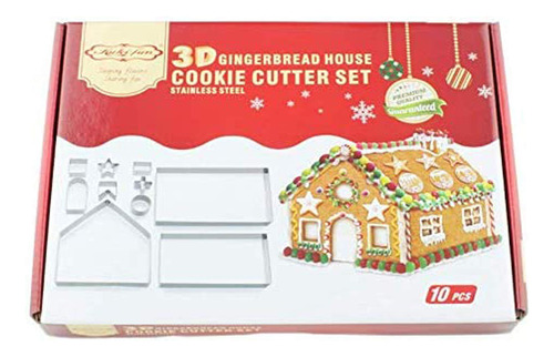 10 Cortador Galleta Casa Jengibre Navidad 3d Empaquetado