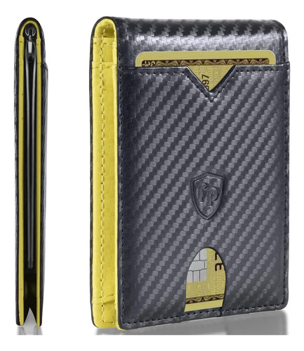 Fry Pond Men`s Minimalist Slim Wallet Con Money Clip, De Y