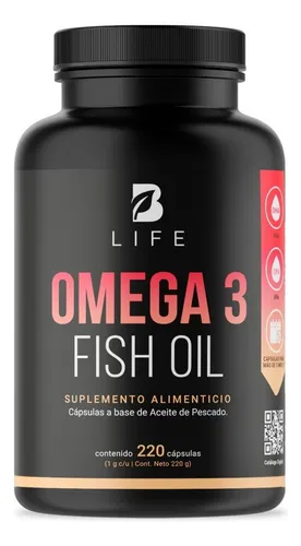 Omega 3 Fish Oil De 220 Caps. 100% Aceite De Pescado B Life.