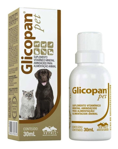 Glicopan Pet Suplemento Vitamínico Mineral Aminoácido 30ml
