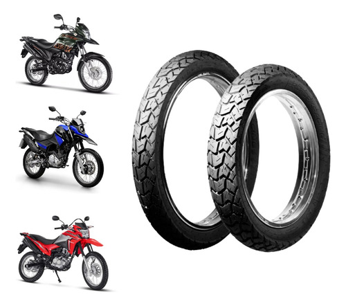 Par Pneu Motos Honda Bros Xre Modelo 110/90-17 + 90/90-19