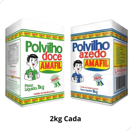 Kit Polvilho Doce E Polvilho Azedo Amafil 2kg Cada - 4kg