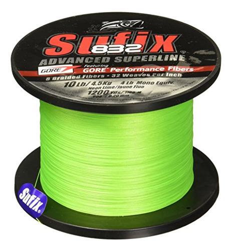 Trenza Sufix 832 - 1200 Yd (neon Lime, 30 Lb)