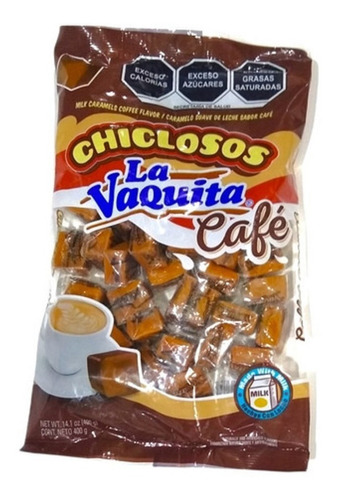 Chiclosos La Vaquita Caramelo Suave Sabor Café De 400g.