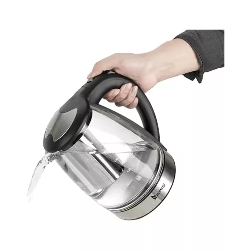 Frogued HD-1861-A 110V 1200W 1.8L Electric Glass Kettle US Plug