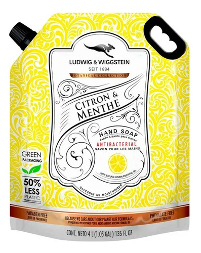 Jabón Líquido Para Manos Ludwig & Wiggstein Botanical Co 4 L