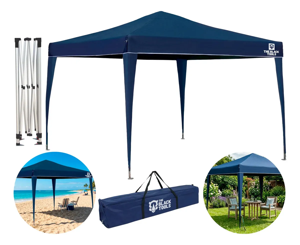 Tenda gazebo The Black Tools 3m x 3m cor azul impermeável Btg300