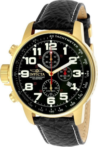 Relógio Invicta Force 3330 Vd57 Masc Original 24hs Cor Da Correia Preto Cor Do Bisel Dourado Cor Do Fundo Preto