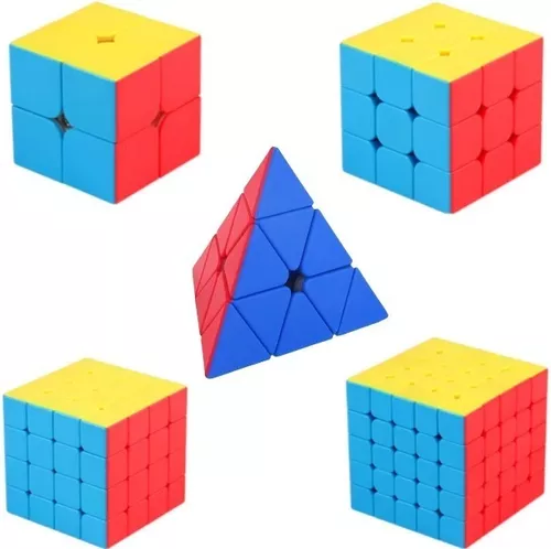 Kit 5 Cubos Magicos 2x2x2 3x3x3 4x4x4 5x5x5 Piraminx