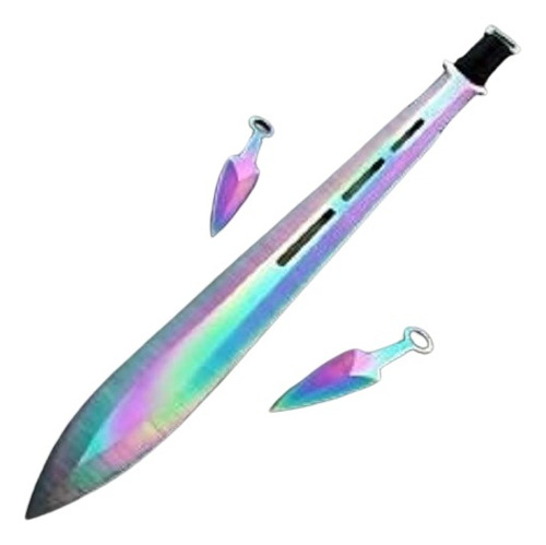 Espada Recta Ninjato 70 Cm Doble Filo 2 Dagas Tornasol