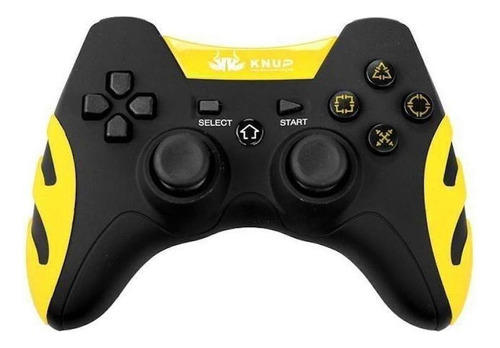 Controle joystick sem fio Knup KP-4032 preto e amarelo