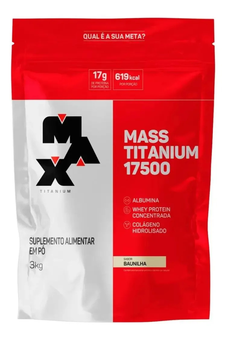 Hipercalórico Mass Baunilha Refil 17g De Proteína 3kg Max Titanium Baunilha