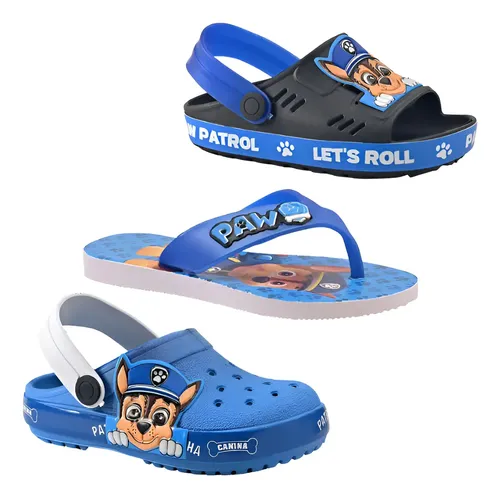 Nexa Kit 3 Pares Papete + Chinelinho Leve + Babuche Menino Kids Azul/