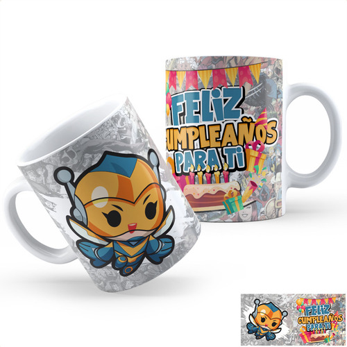 Taza Cerámica Feliz Cumple Marvel Ad Calidad