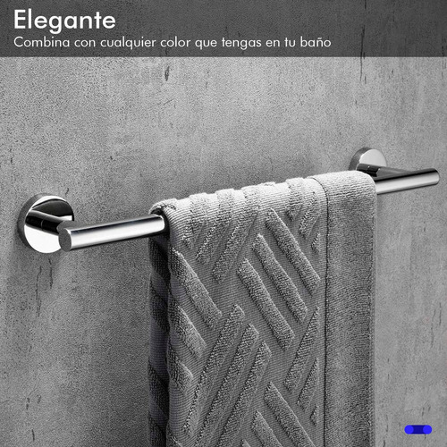 Set Accesorios De Baño Toallero Acero Inoxidable 9 Piezas Color Plateado Kitul Home