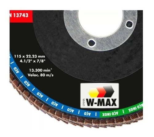 Imagem 5 de 5 de Disco Flap 4.1/2 Pol. 115mm Grão 60 Para Aço E Inox - Wurth