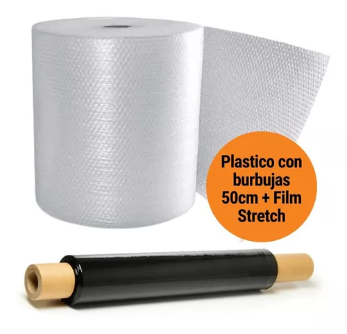 Kit Mudanza Plastico Aireado Burbujas + Film Stretch Negro