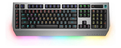 Teclado gamer Alienware Pro AW768 QWERTY Kailh Brown inglés internacional color negro y plata con luz RGB