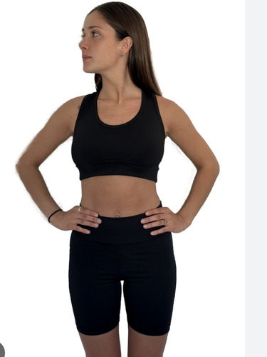 Conjunto Calza Biker + Top Gym Deporte Yoga Danza Lycra