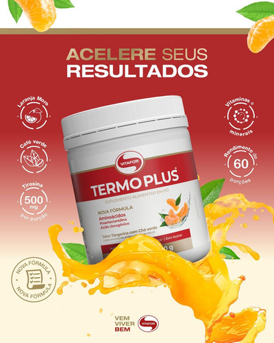 Termo Plus Tangerina Com Chá Verde Vitafor 240g
