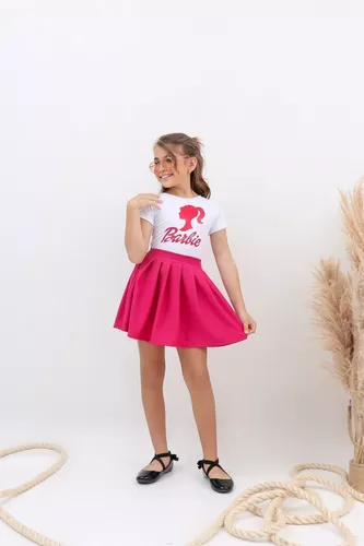 Conjunto Blusa e saia em Paete Barbie menina blogueirinha moda