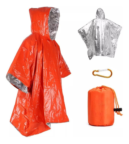 2 Poncho Emergencia Manta Térmica Reversible Reflectante Sos