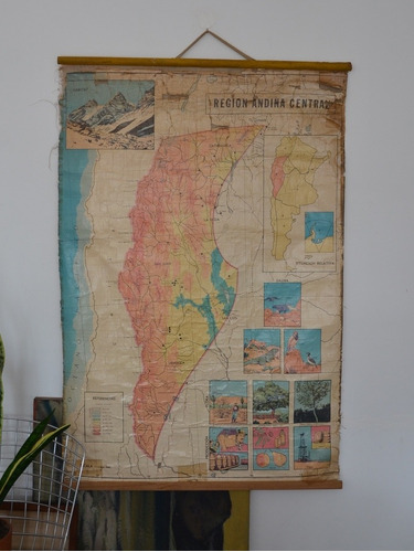 Mapa Planisferio Deco Antiguo Escolar Argentina Andina  