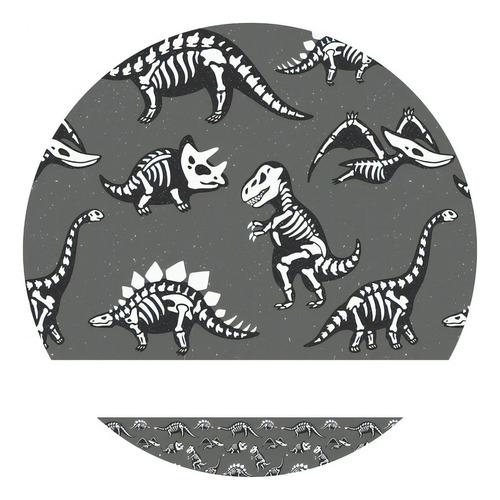 Faixa Adesiva Decorativa Infantil Fósseis 10m X 10cm Cor Preto