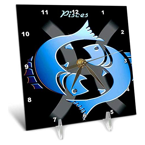 3drose - Reloj De Escritorio Con Signo Del Zodiaco Piscis, 6