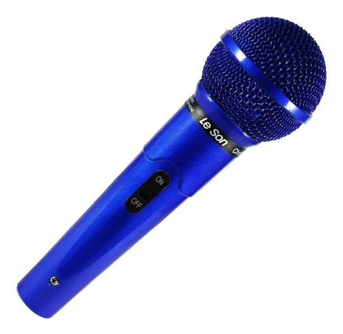Microfone Dinâmico Azul De Mão Leson Mc 200 + Cabo