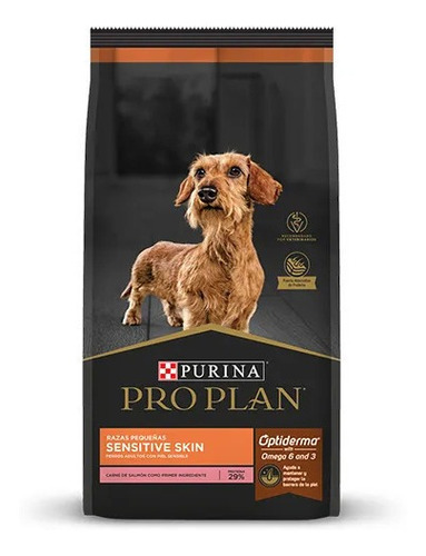 Alimento Pro Plan OptiDerma Sensitive Skin Adult para perro adulto de raza pequeña sabor salmón y arroz en bolsa de 3kg