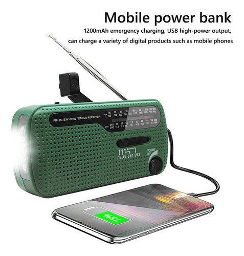 D Radio Solar De Manivela Radio Am/fm Con Linterna Led Para