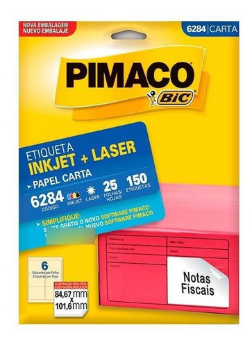 Etiqueta Pimaco Inkjet+laser 6284 Branca Carta