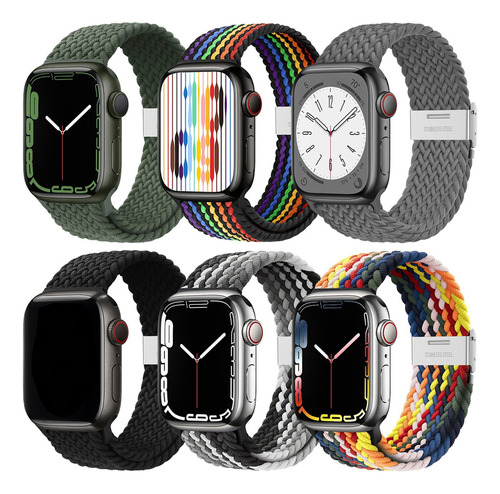 6 Correas Bucle De Hebilla Para Apple Watch 9 8 7 6 Se Ultra