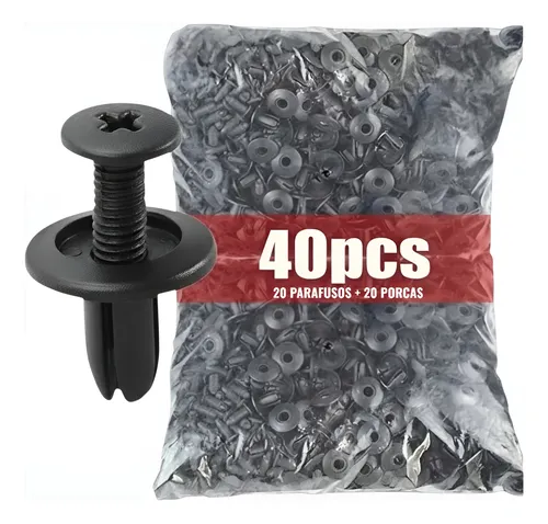 Fixadores Presilha Parafuso Rebite Plástico Carro 40 Peças