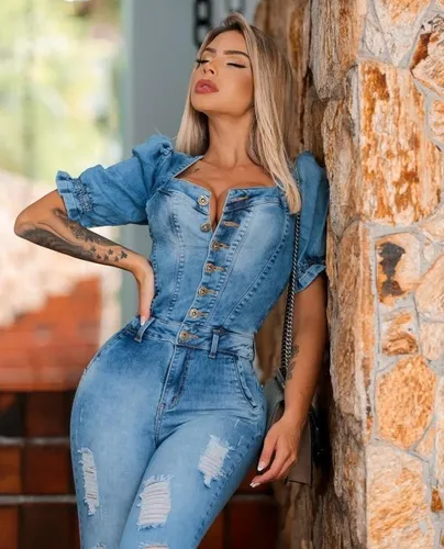Macacão jeans 2025 para mulher