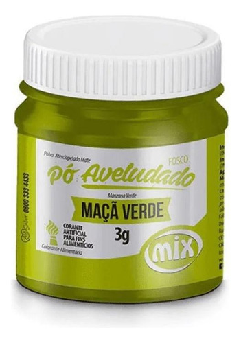 Corante Em Pó Aveludado Fosco Maçã Verde 3g Mix