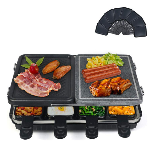 Parrilla De Raclette Doble 2 En 1 Para 8 Personas, 1300 W