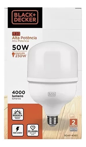 Lâmpada Black+decker Led Alta Potencia T120 50w 6500k