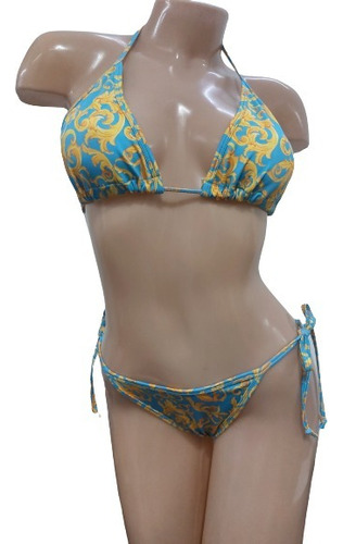 Bikini Mujer Tipo Versace Barroco Celeste  - Boutique Didi