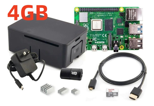 Raspberry Pi4 4gb Case Ventilador Sd 32gb Hdmi Pi 4 B Kit