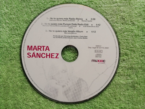 Eam Cd Maxi Single Marta Sanchez No Te Quiero Mas 2002 Remix